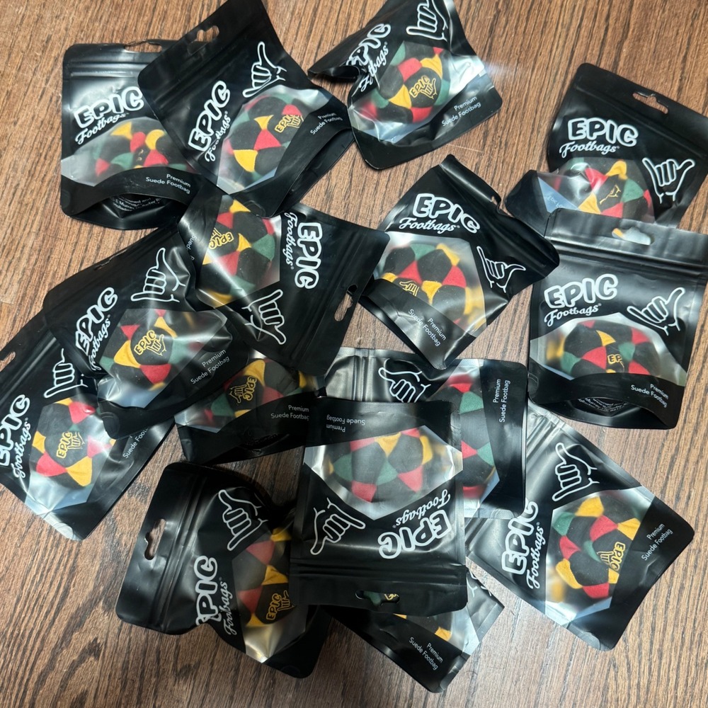 Epic Footbags Rasta RARE Viral TikTok Classic Hacky Sack Premium 32 Panel Suede